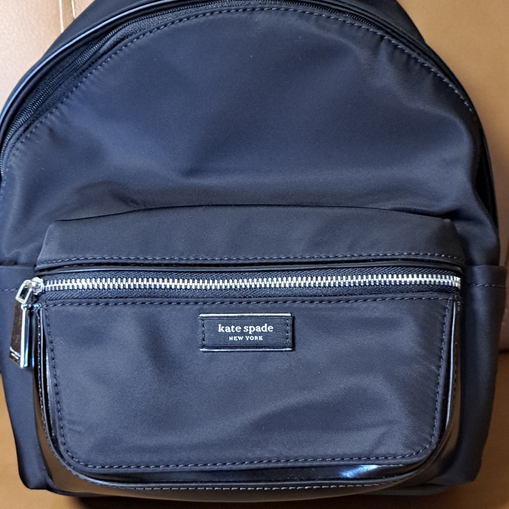 Kate Spade Black Nylon Mini Backpack Silver Hardware
